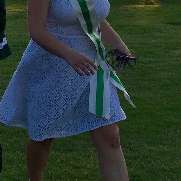 White eyelet A-Line spaghetti strap Lilly dress - Picture 4 of 6